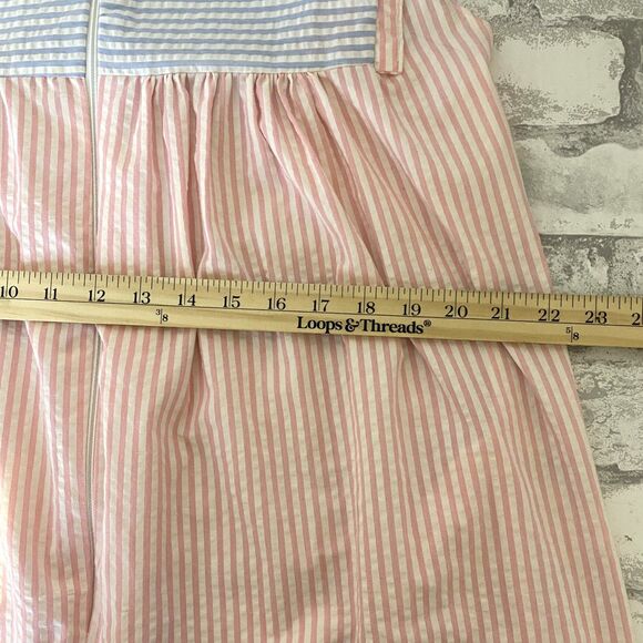 Saybury Vintage 80s Pastel Striped Half Zip Pockets Lounge Comfy Muumuu Dress - Picture 4 of 9